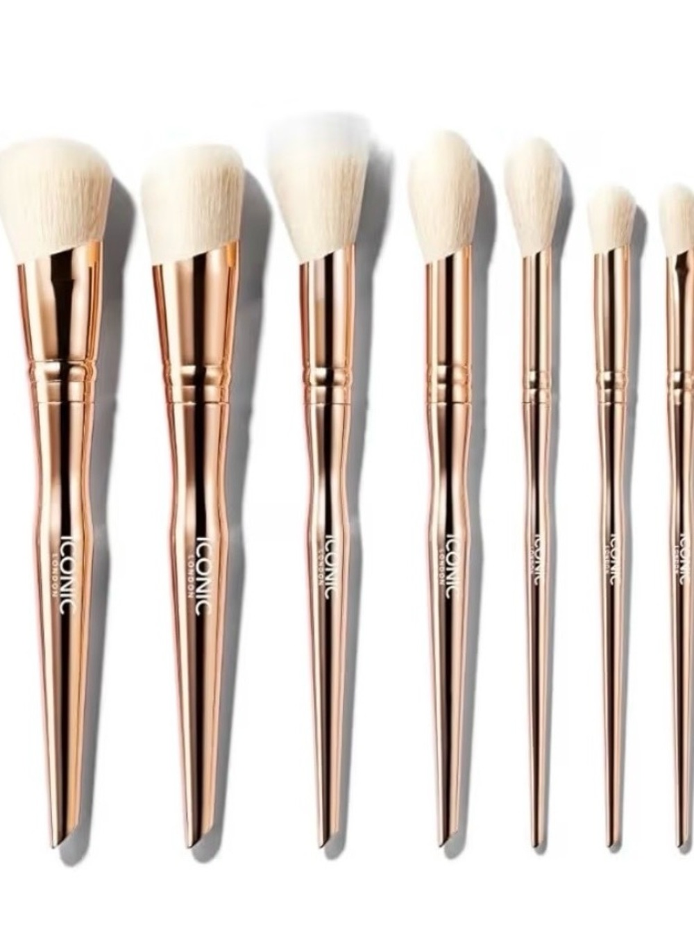 ICONIC London Rose Gold Handle Makeup Brush Set with Pink Pouch